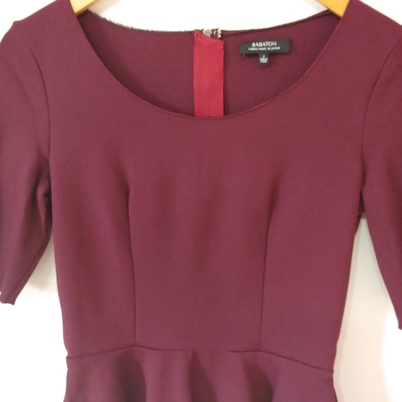 Aritzia Babaton Barrett Peplum Top Burgundy Size 2 - Picture 5 of 13